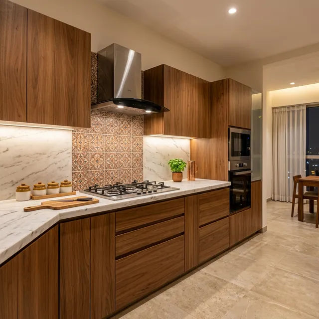 Modern modular kitchen — wide view